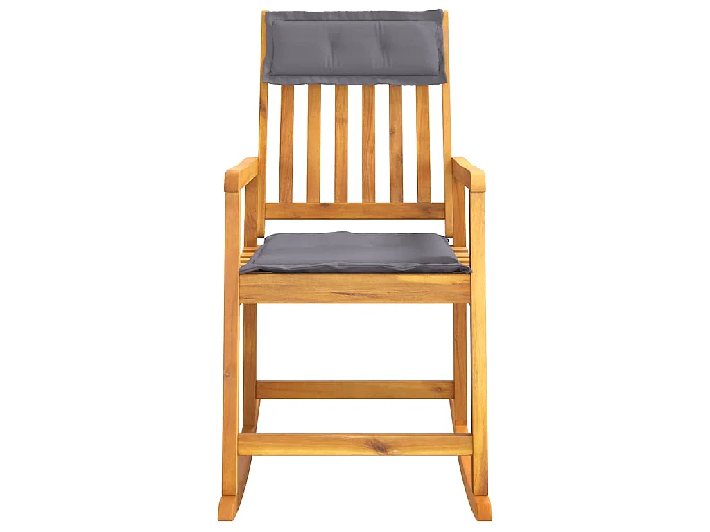 Chaise à bascule avec coussins bois massif d'acacia