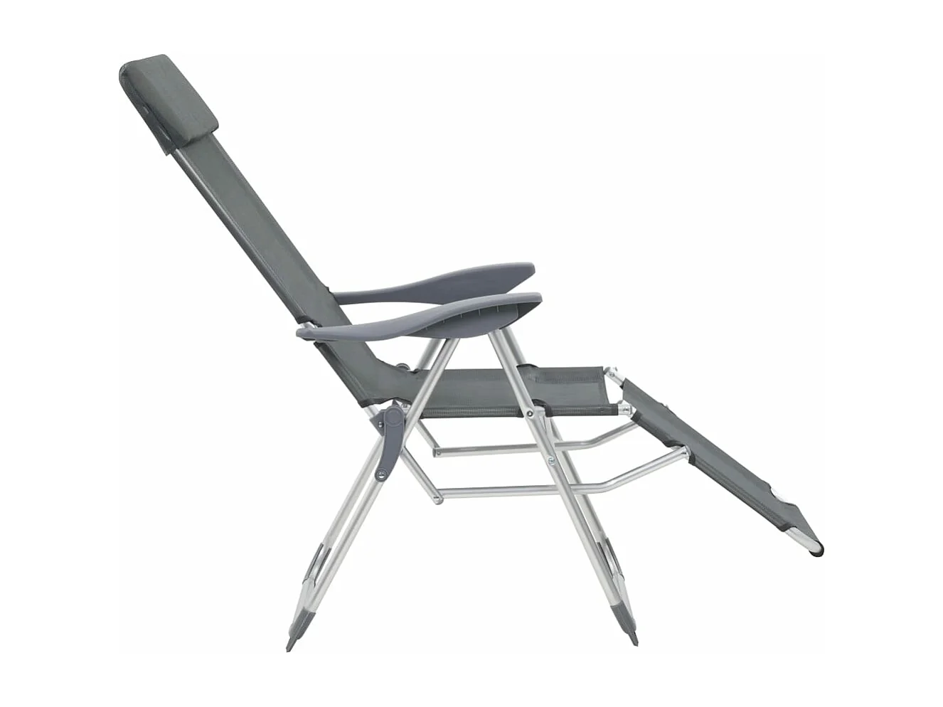 Sedie Campeggio Pieghevoli con Poggiapiedi 2pz Grigio Textilene