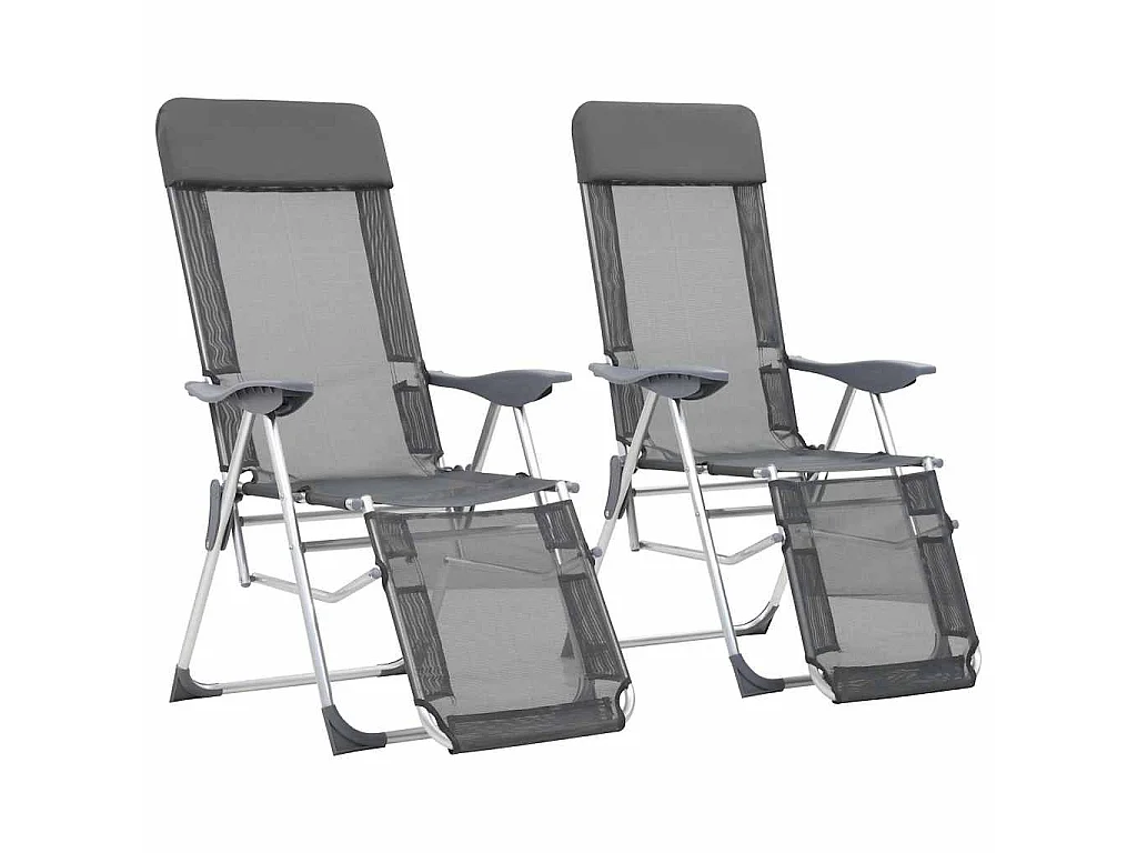 Chaises de camping pliantes et repose-pied lot de 2 textilène