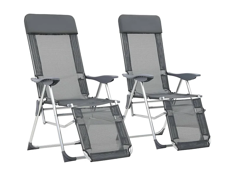 Chaises de camping pliantes et repose-pied lot de 2 textilène