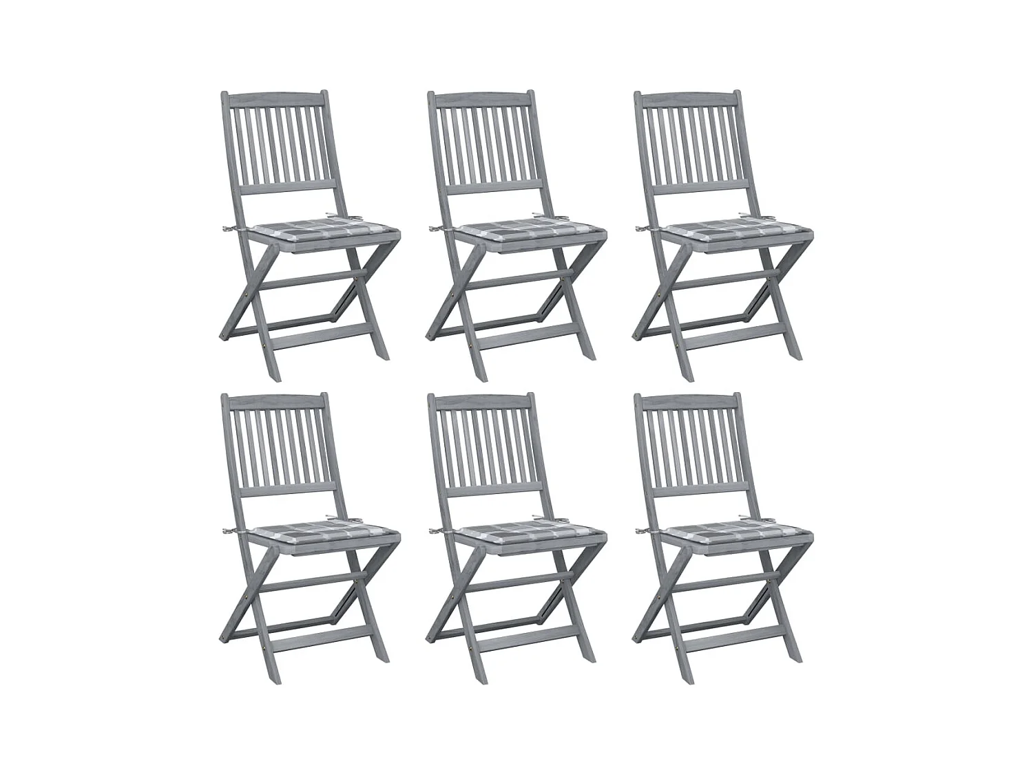 Chaises pliables d'extérieur lot de 6 et coussins Bois d'acacia