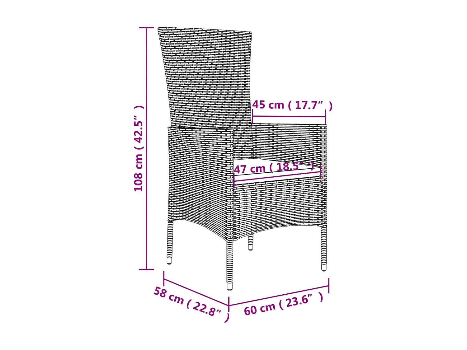 Chaises de jardin avec coussins lot de 4 Résine tressée Beige