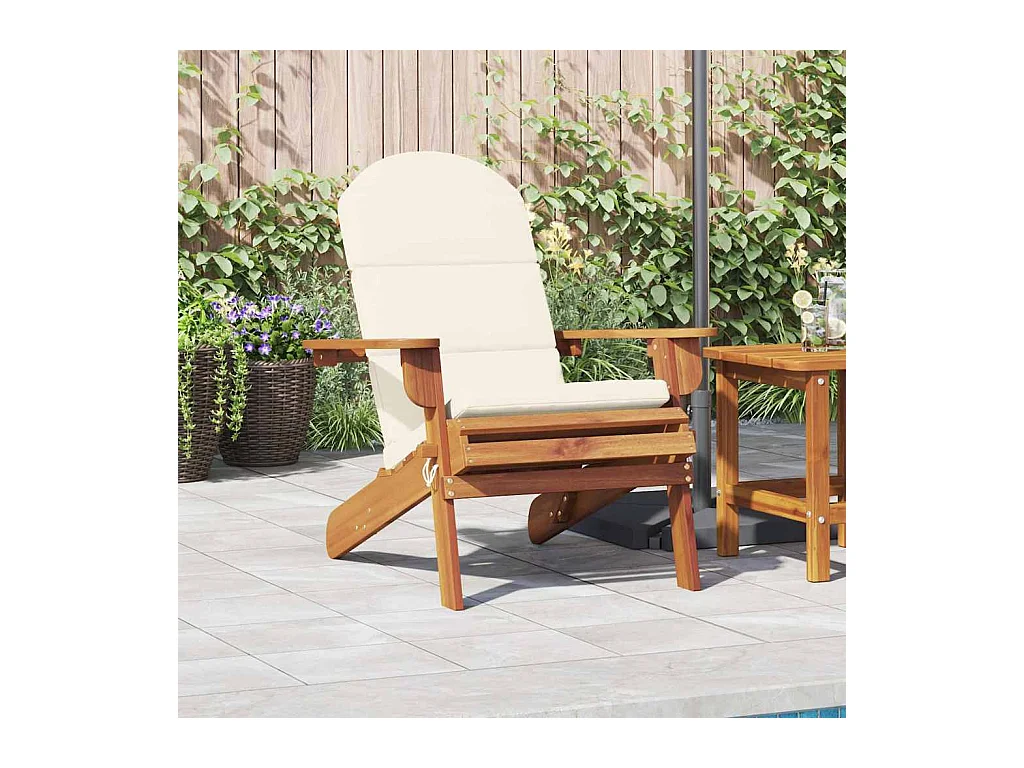 Chaise de jardin Adirondack avec coussins bois massif d'acacia