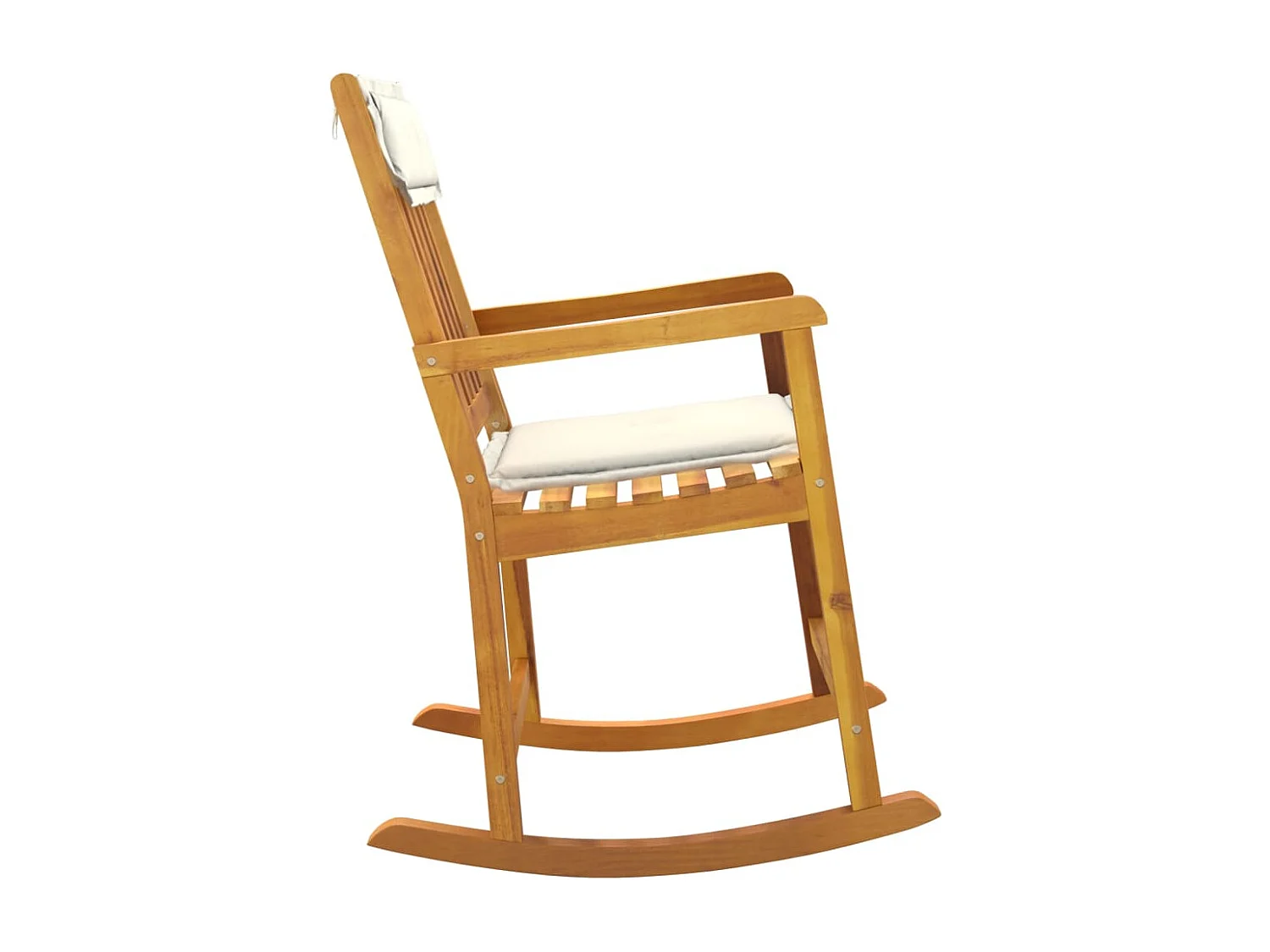 Chaise à bascule avec coussins bois massif d'acacia