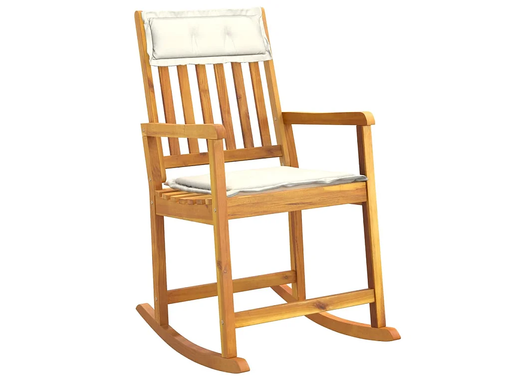 Chaise à bascule avec coussins bois massif d'acacia