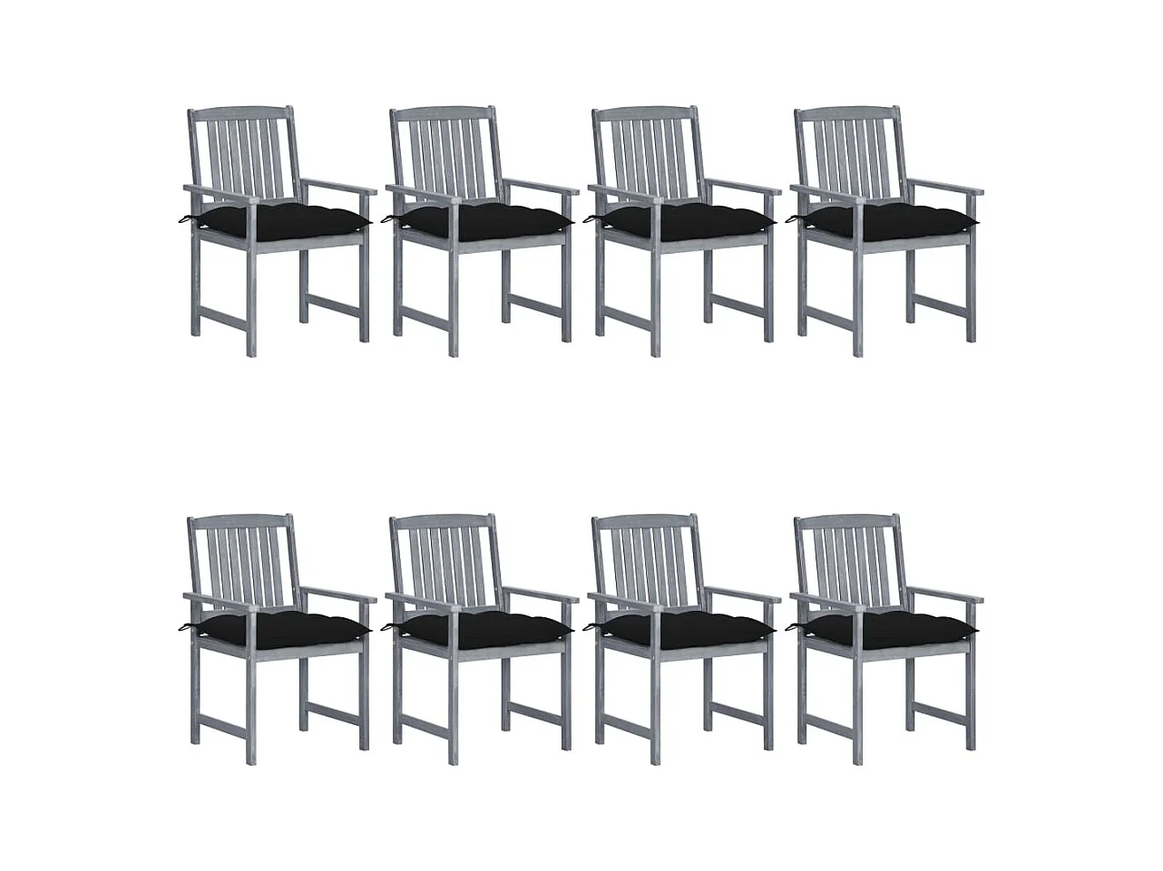 Tuinstoelen 8 st met kussens massief acaciahout grijs