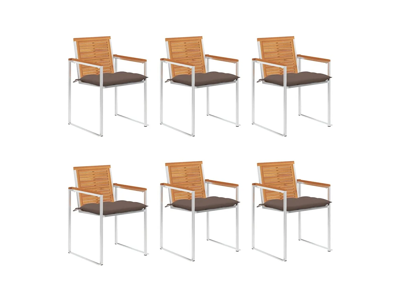 Chaises de jardin lot de 6 avec coussins Bois d'acacia solide