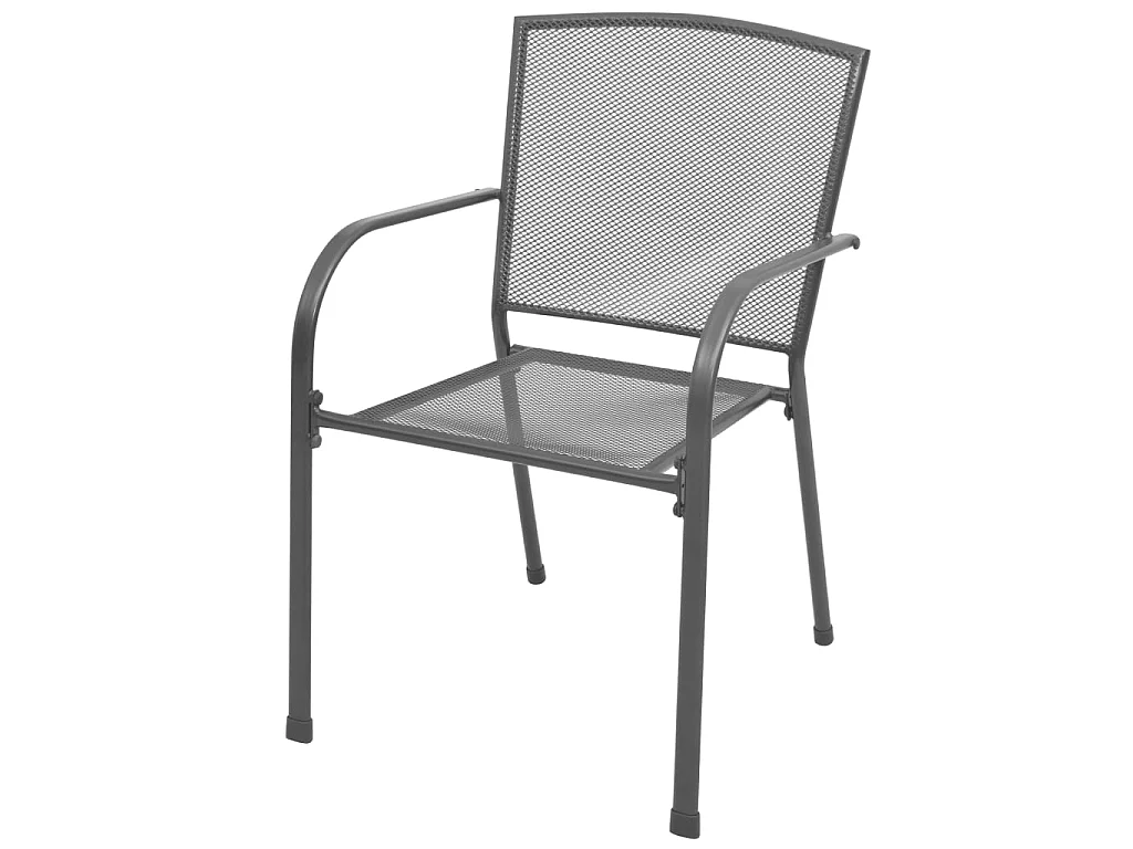 Chaises empilables de jardin lot de 2 Acier Gris