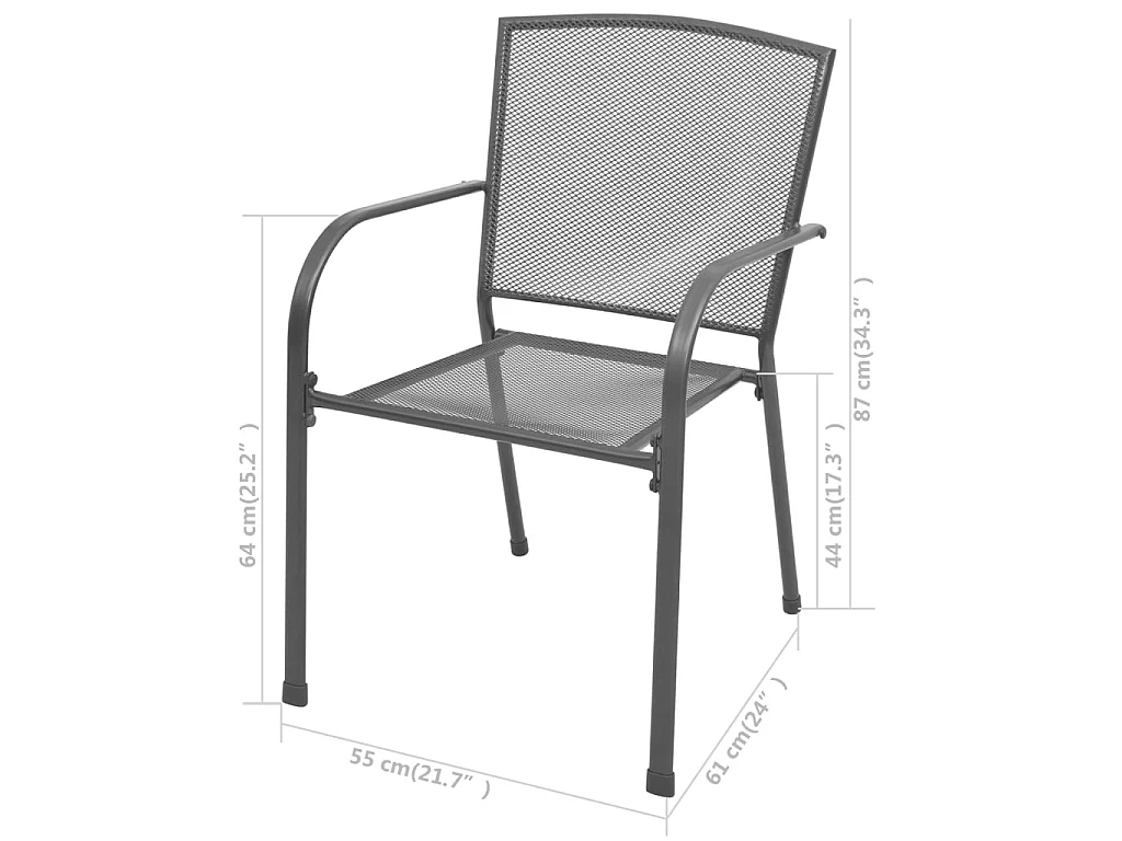 Chaises empilables de jardin lot de 2 Acier Gris