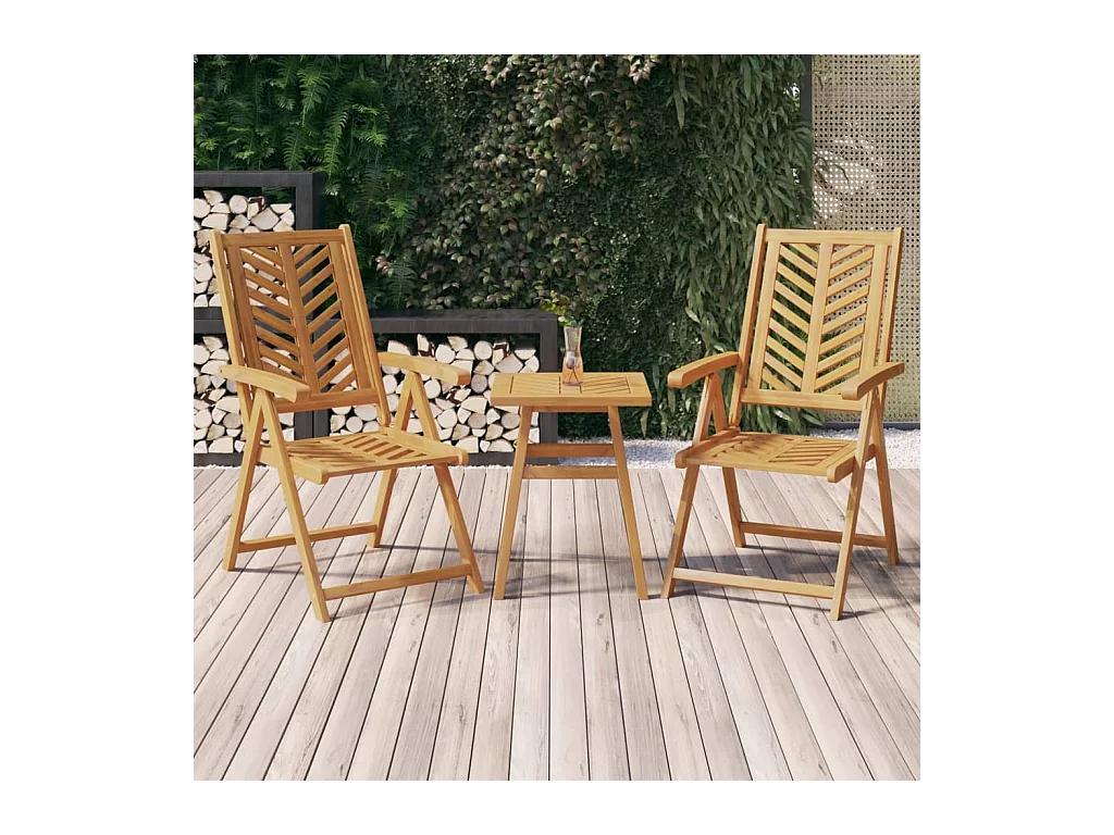 Chaises de jardin inclinables lot de 2 bois massif d'acacia