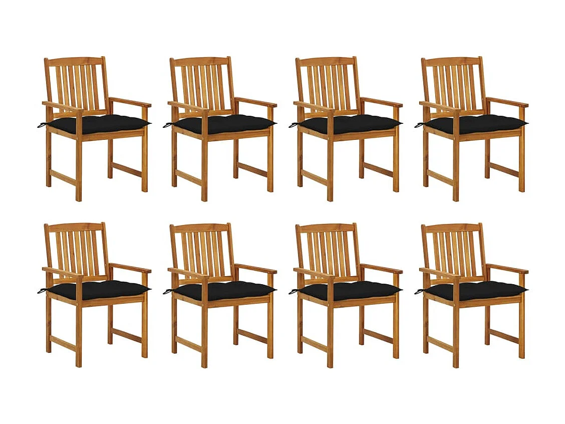 Chaises de jardin avec coussins lot de 8 Bois d'acacia solide