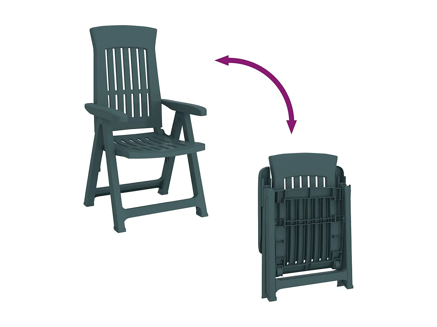 Chaises inclinables de jardin lot de 2 vert PP