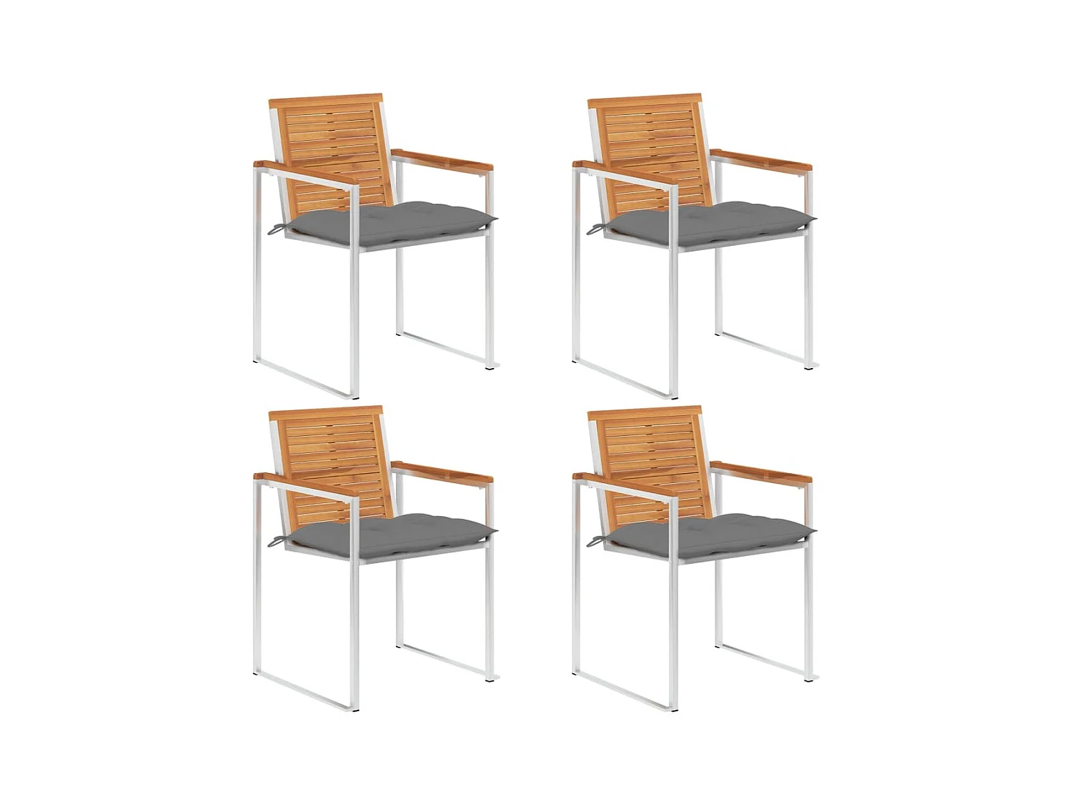Chaises de jardin lot de 4 avec coussins Bois d'acacia massif