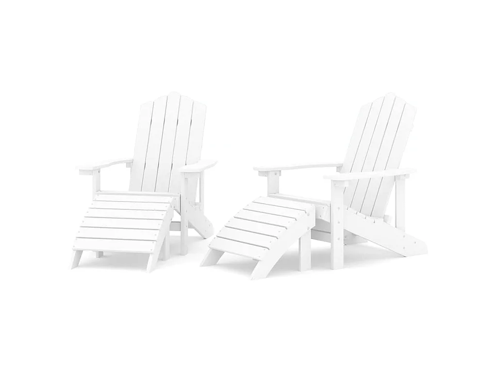 Chaises de jardin Adirondack lot de 2 repose-pieds PEHD Blanc