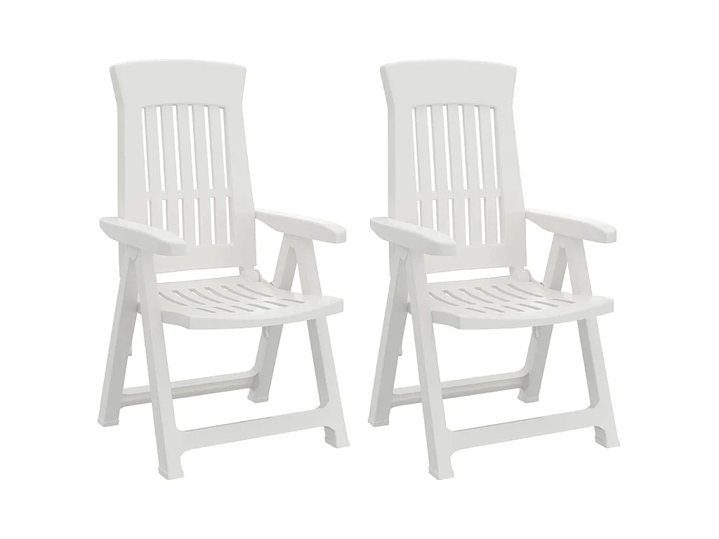 Tuinstoelen 2 st verstelbaar PP wit