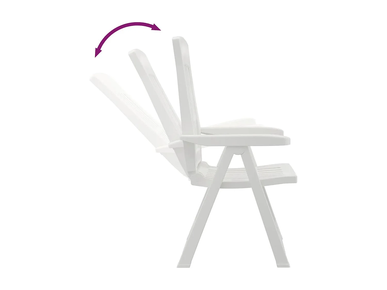Tuinstoelen 2 st verstelbaar PP wit