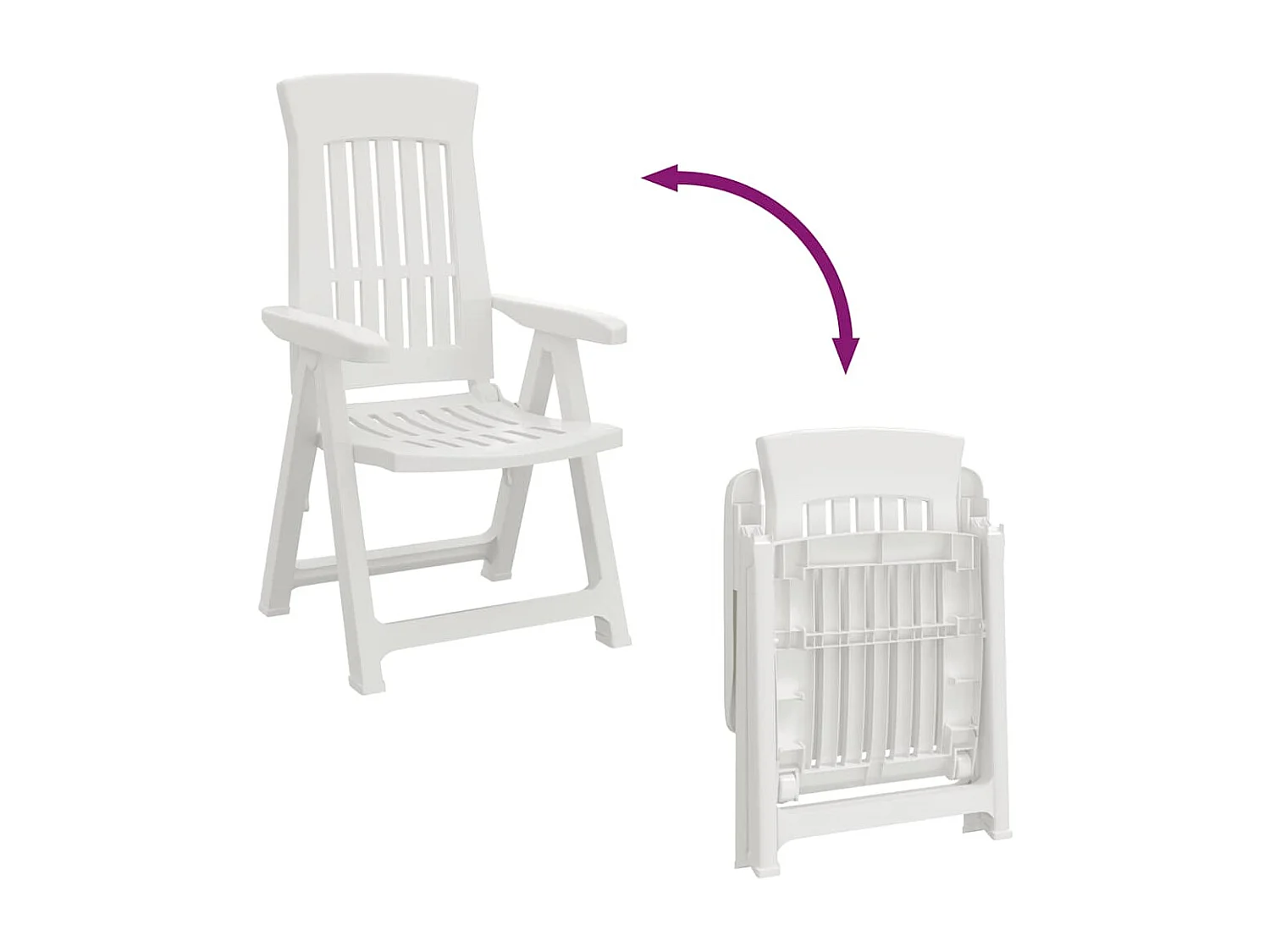 Tuinstoelen 2 st verstelbaar PP wit