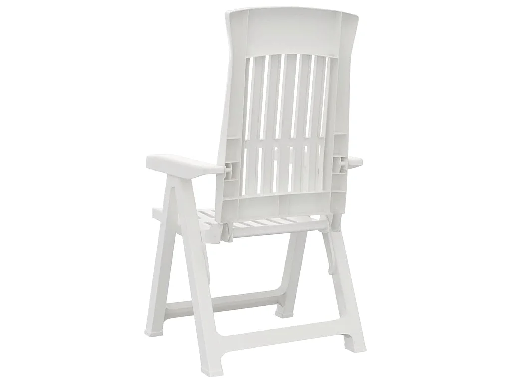 Chaises pliantes inclinables, lot de 2, blanches, en polypropylène.