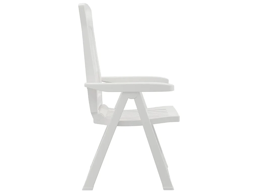 Chaises pliantes inclinables, lot de 2, blanches, en polypropylène.