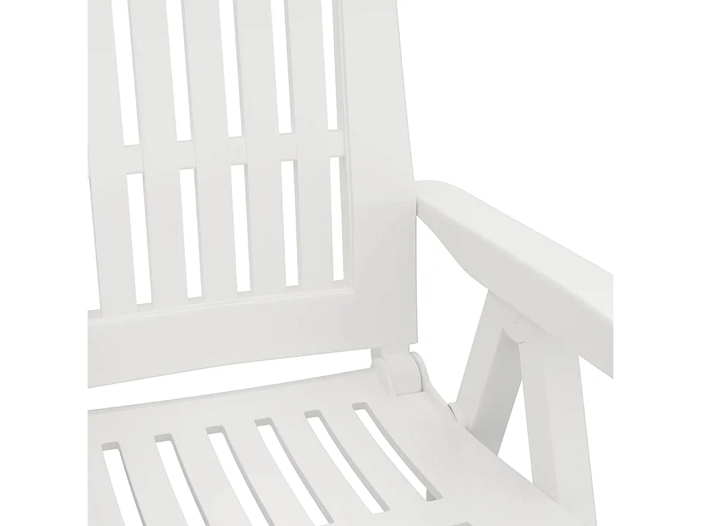 Chaises pliantes inclinables, lot de 2, blanches, en polypropylène.