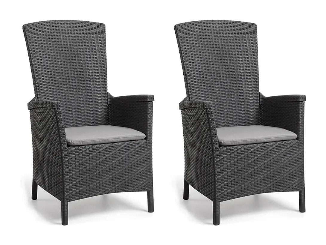 Chaises inclinables de jardin Vermont lot de 2 Graphite