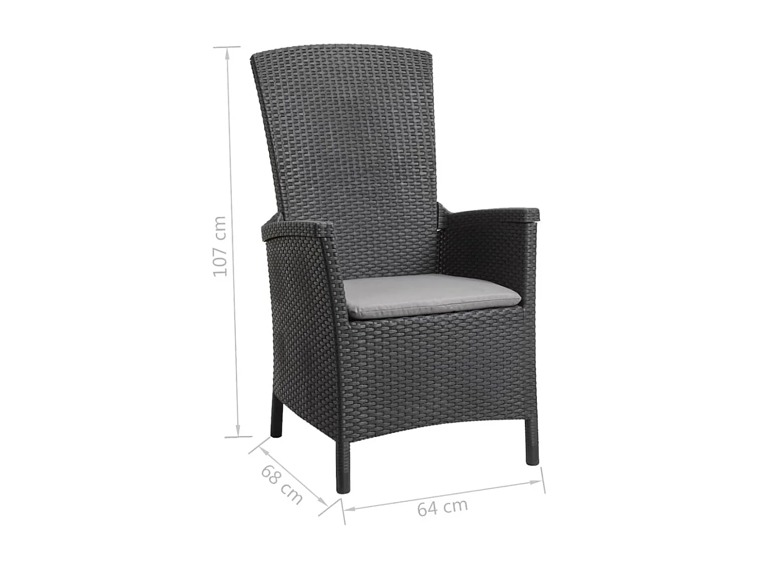Chaises inclinables de jardin Vermont lot de 2 Graphite