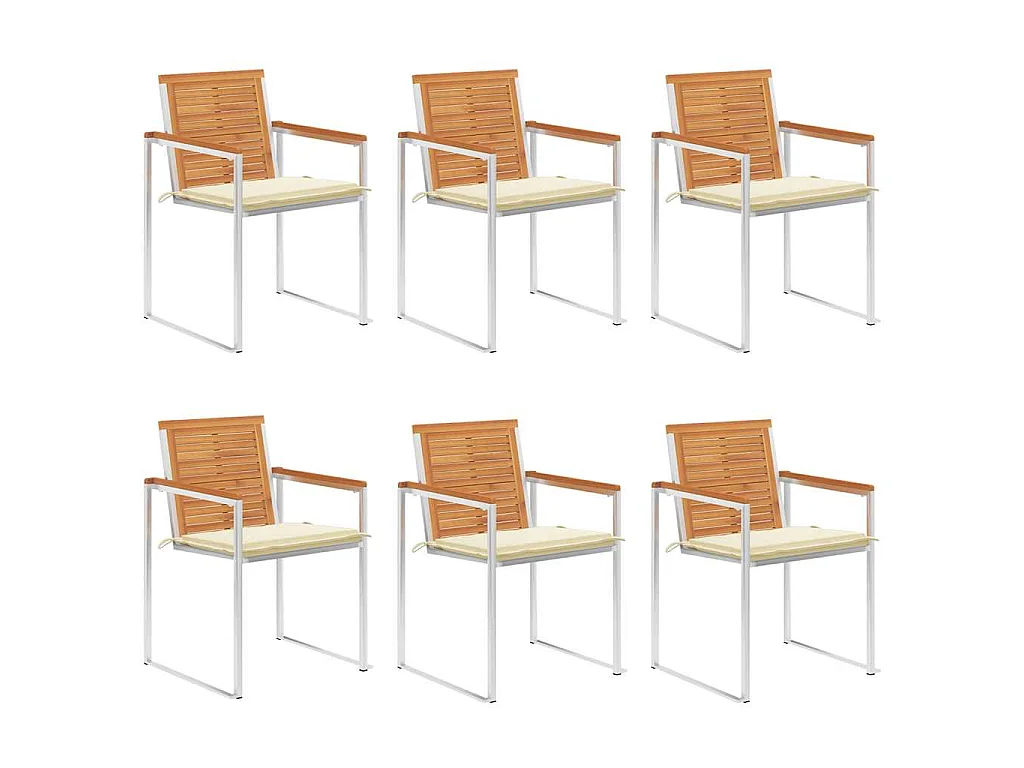 Sillas de jardín y cojines 6 unidades madera maciza de acacia