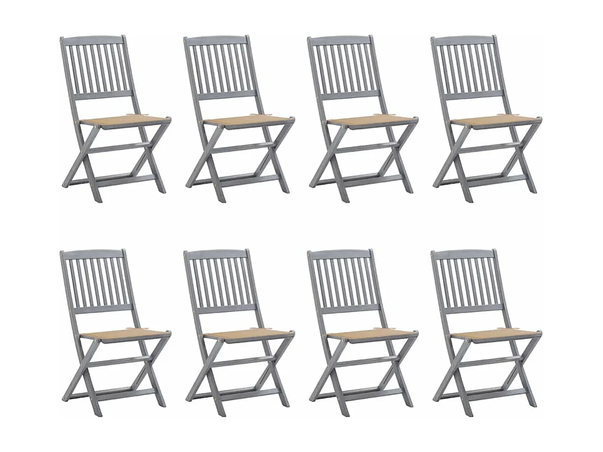 Chaises pliables d'extérieur lot de 8 et coussins Bois d'acacia