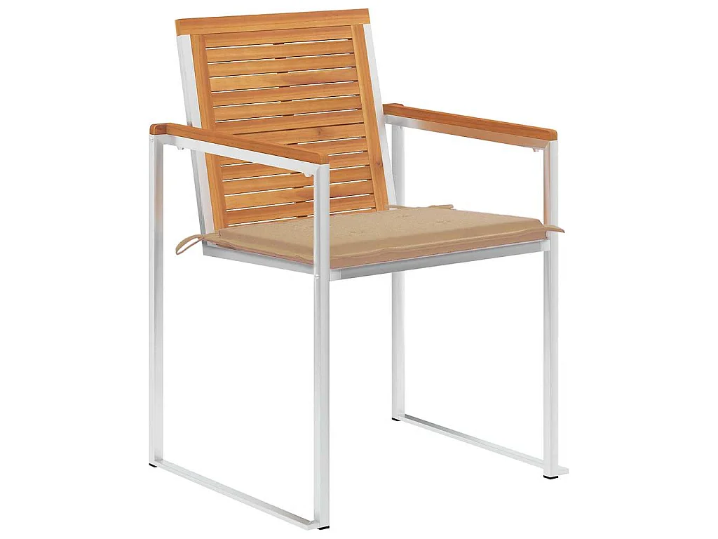 Sedie da Giardino con Cuscini 6 pz in Legno Massello di Acacia