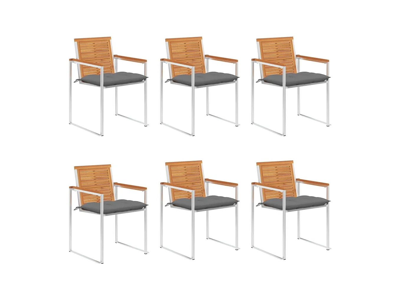 Chaises de jardin lot de 6 avec coussins Bois d'acacia solide