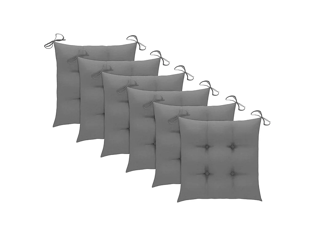 Chaises de jardin lot de 6 avec coussins Bois d'acacia solide