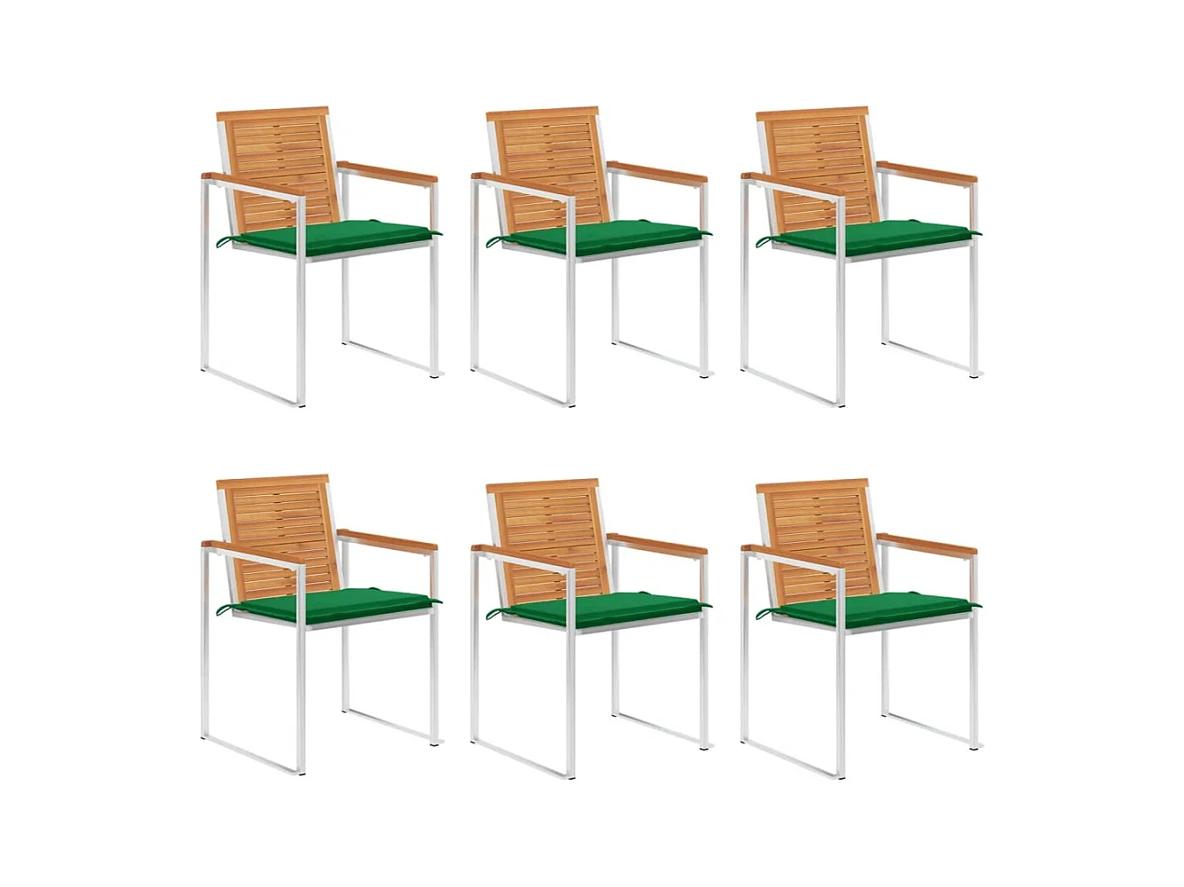 Chaises de jardin lot de 6 avec coussins Bois d'acacia solide