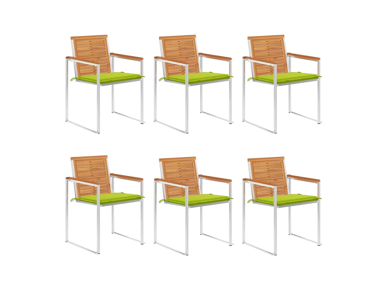 Chaises de jardin lot de 6 avec coussins Bois d'acacia solide