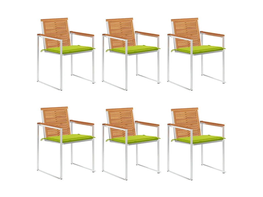 Sedie da Giardino con Cuscini 6 pz in Legno Massello di Acacia