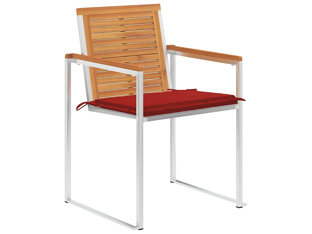 Chaises de jardin lot de 6 avec coussins Bois d'acacia solide