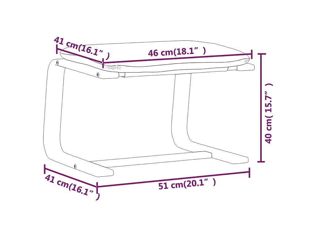 Poggiapiedi Crema 51x41x40 cm in Tessuto