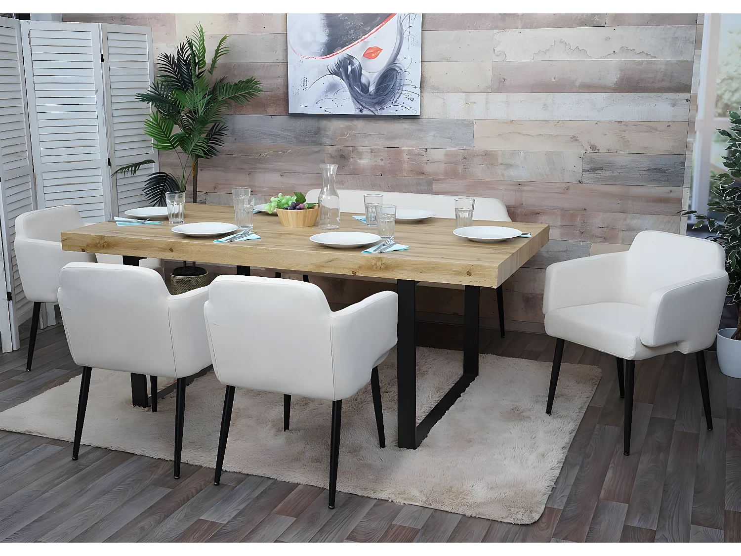 Chaise de salle à manger MCW-L13,  Crème-Blanc