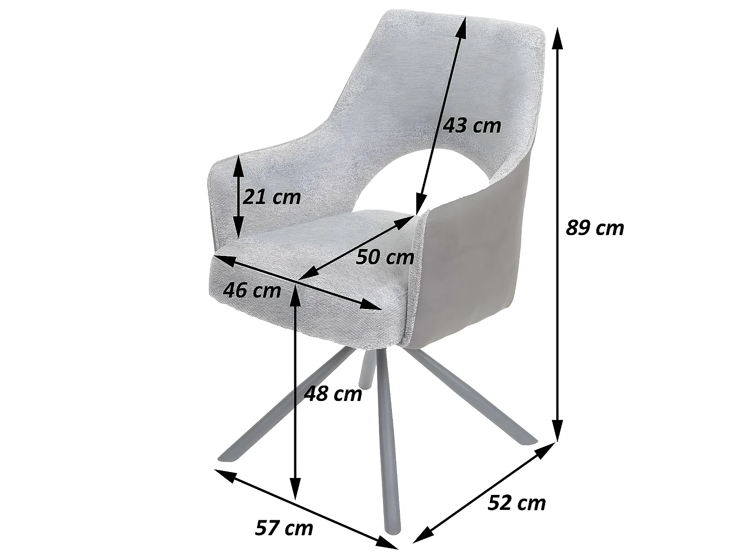 Silla de comedor MCW-K3,  pana gris oscuro