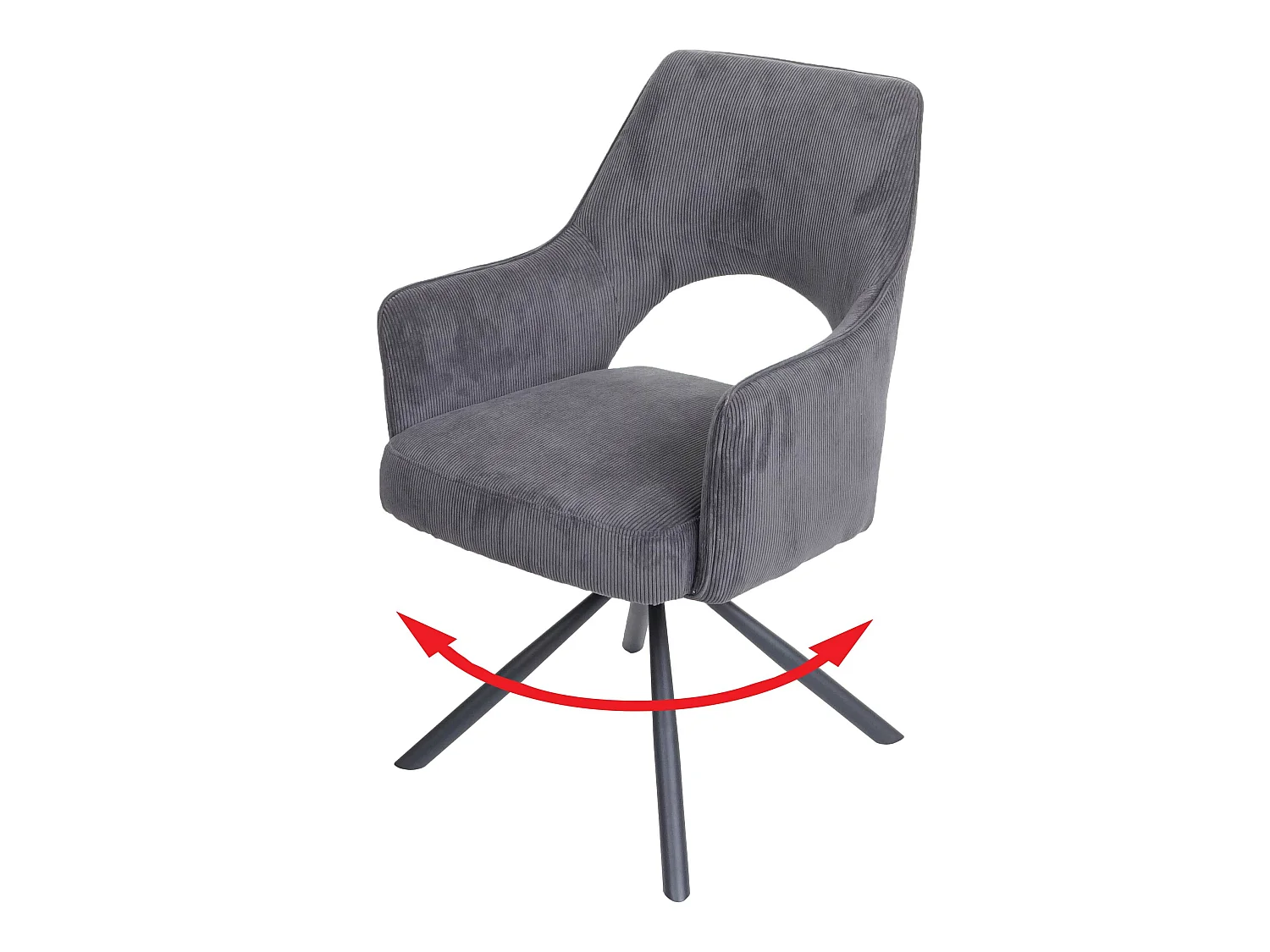 Chaise de salle à manger MCW-K3,  cord – gris foncé