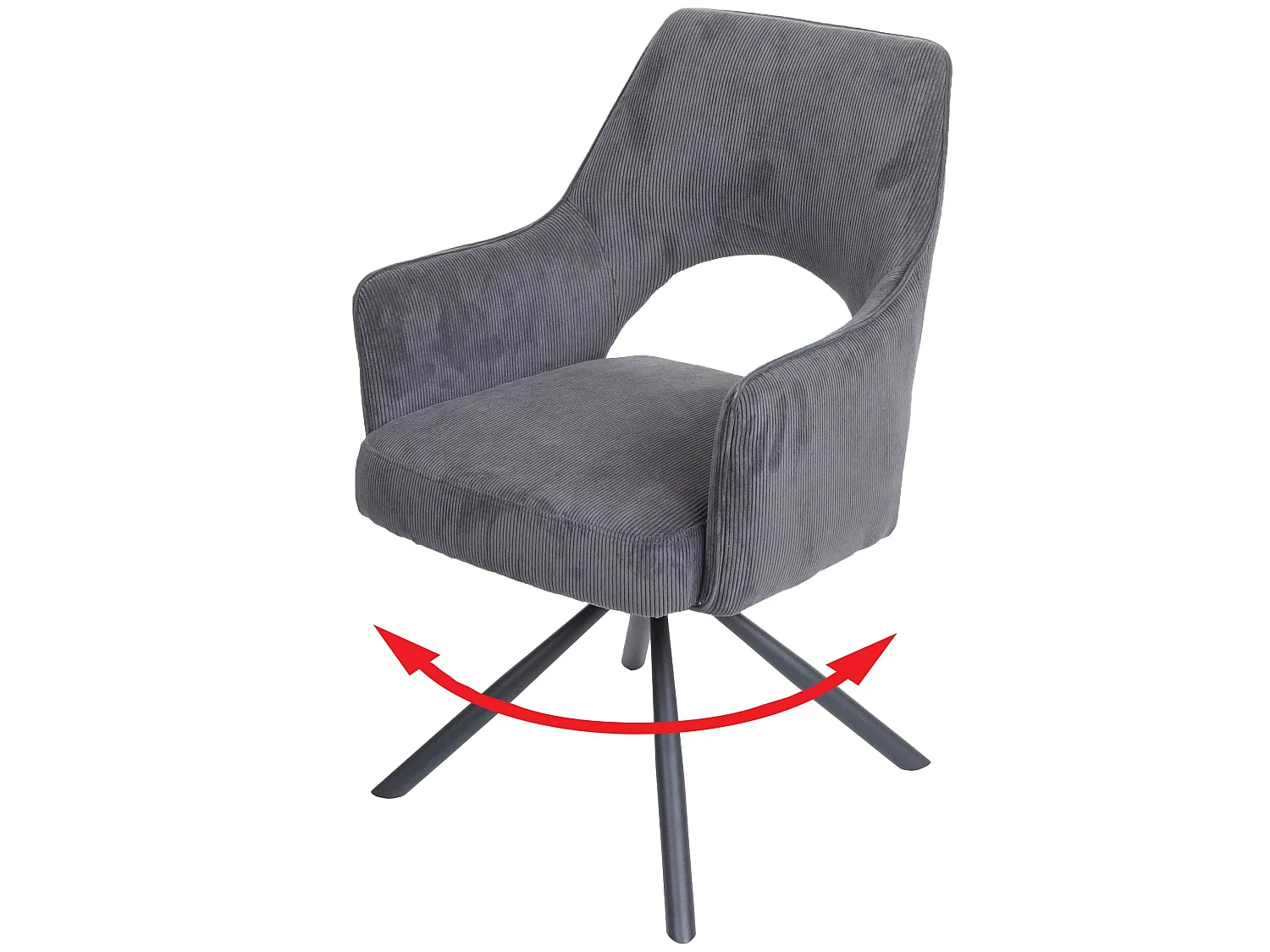 Chaise de salle à manger MCW-K3,  cord – gris foncé