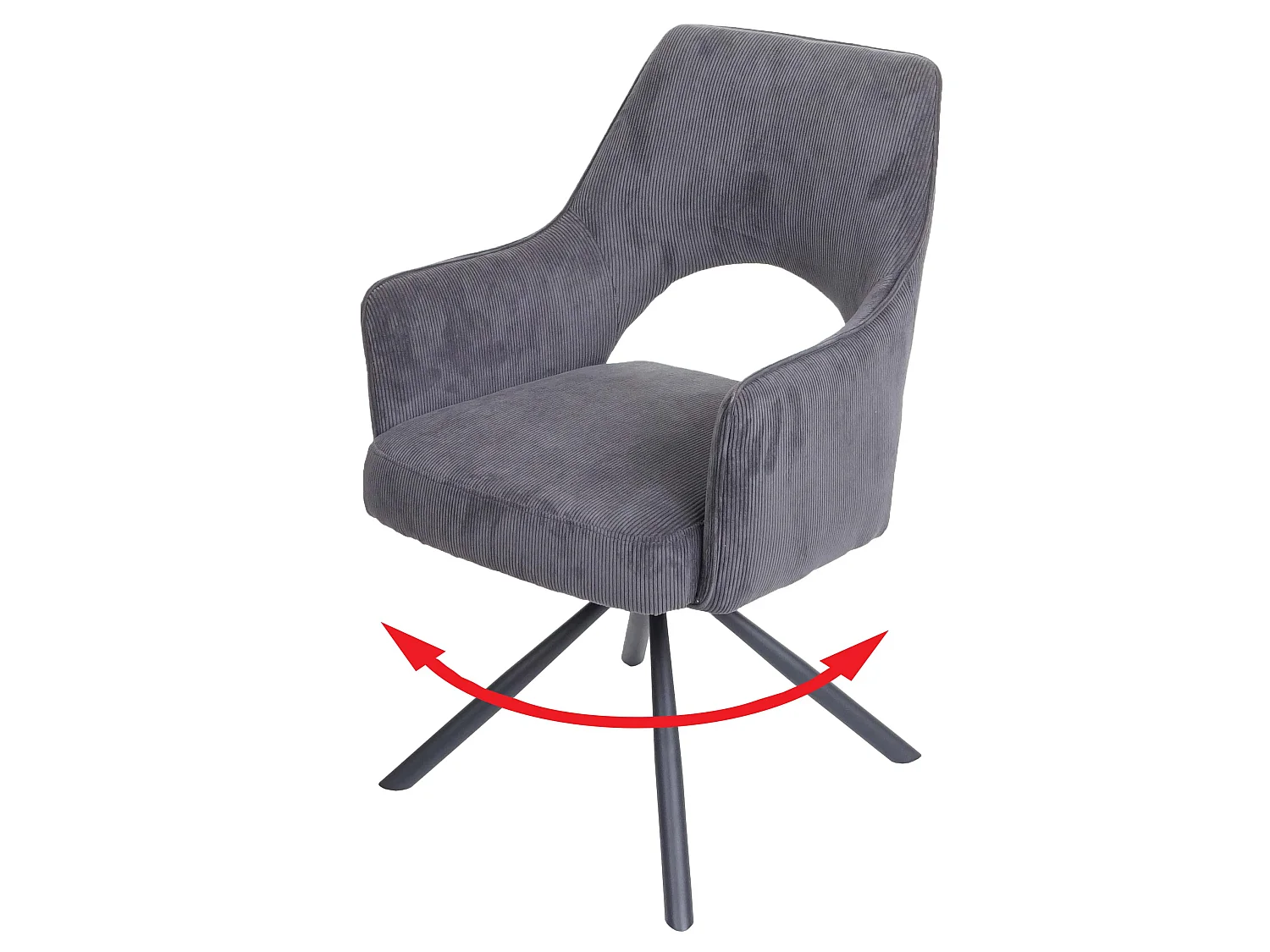 Chaise de salle à manger MCW-K3,  cord – gris foncé