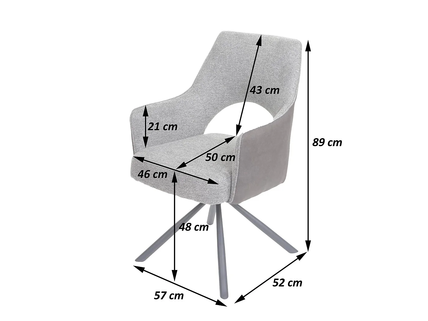Chaise de salle à manger MCW-K3,  cord – gris foncé