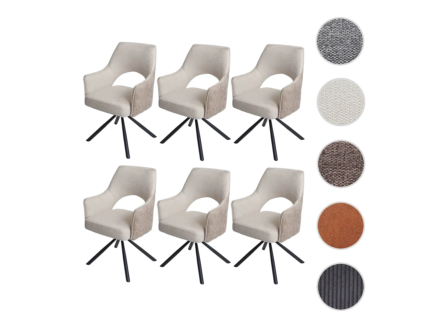 MCW-K30 eetkamerstoel (set van 6),  crème