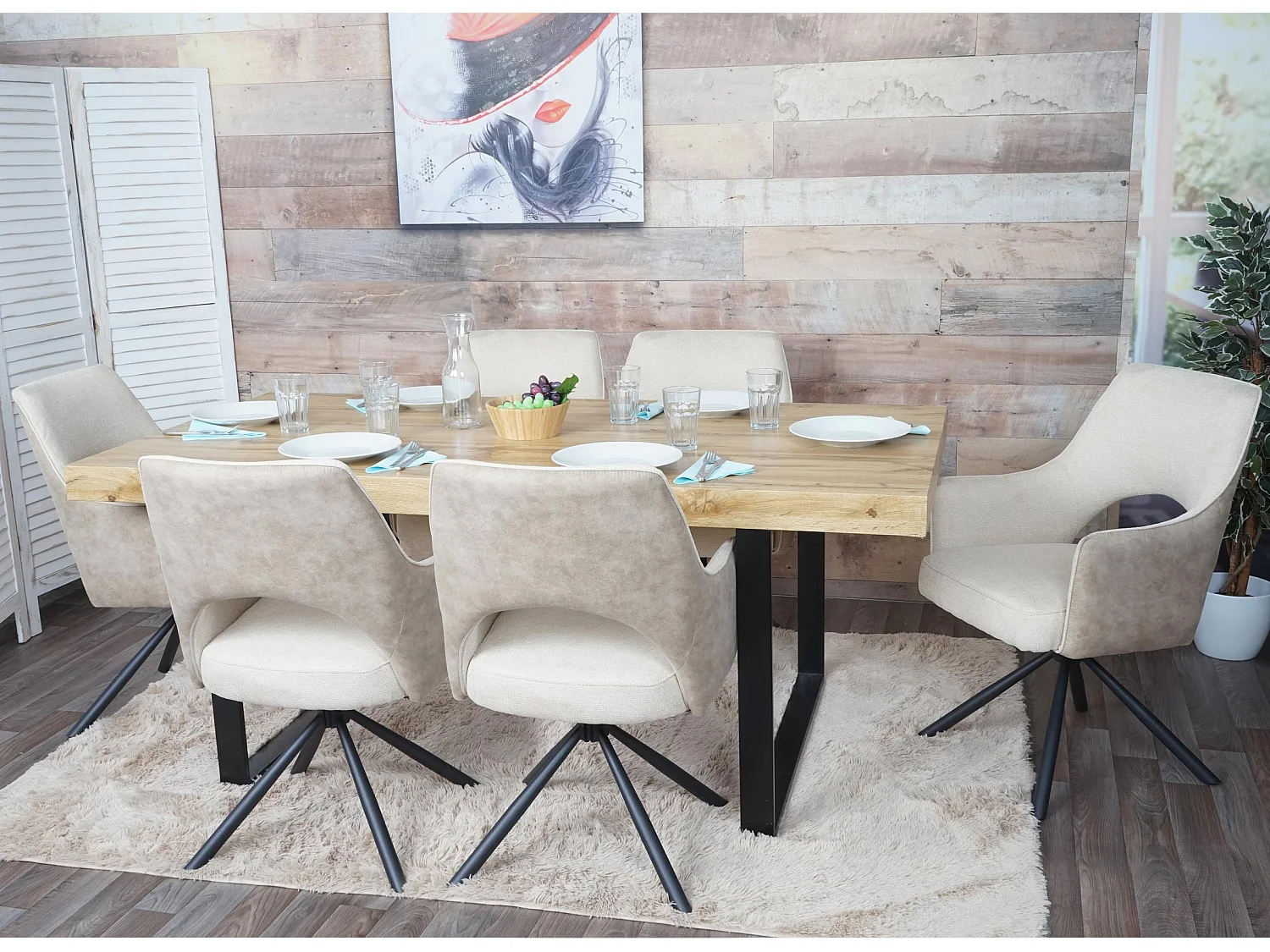 Chaise de salle à manger MCW-K30 (lot de 6),  crème