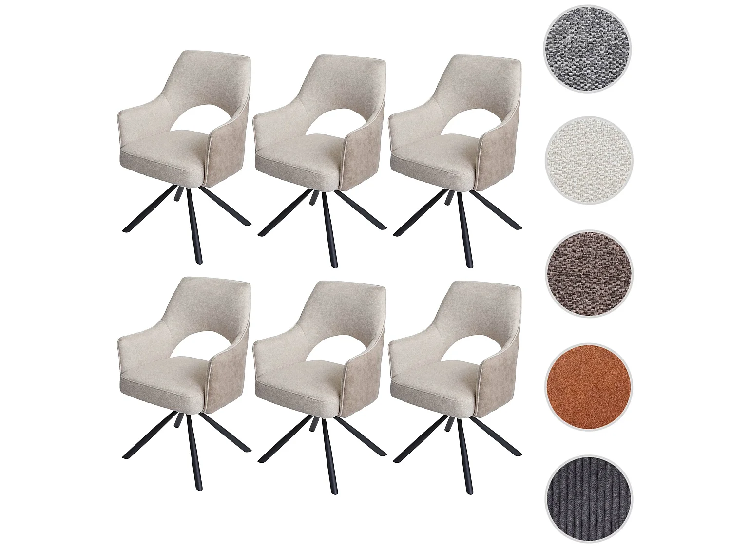 Chaise de salle à manger MCW-K30 (lot de 6),  crème