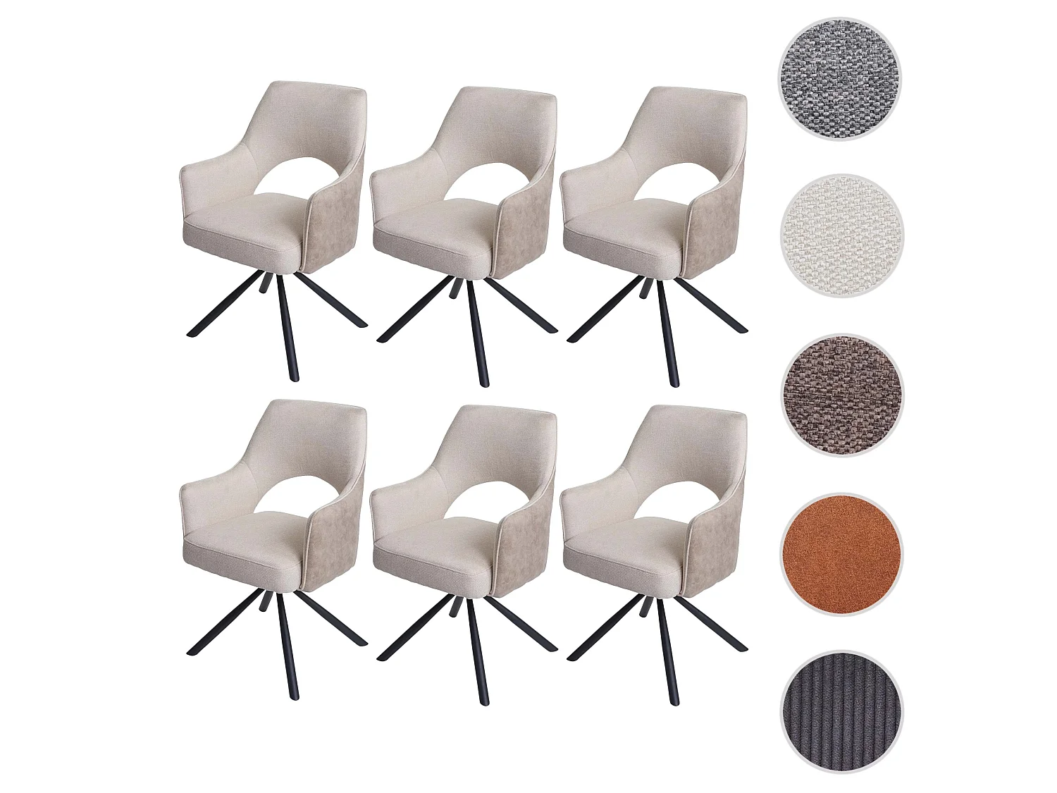 Chaise de salle à manger MCW-K30 (lot de 6),  crème