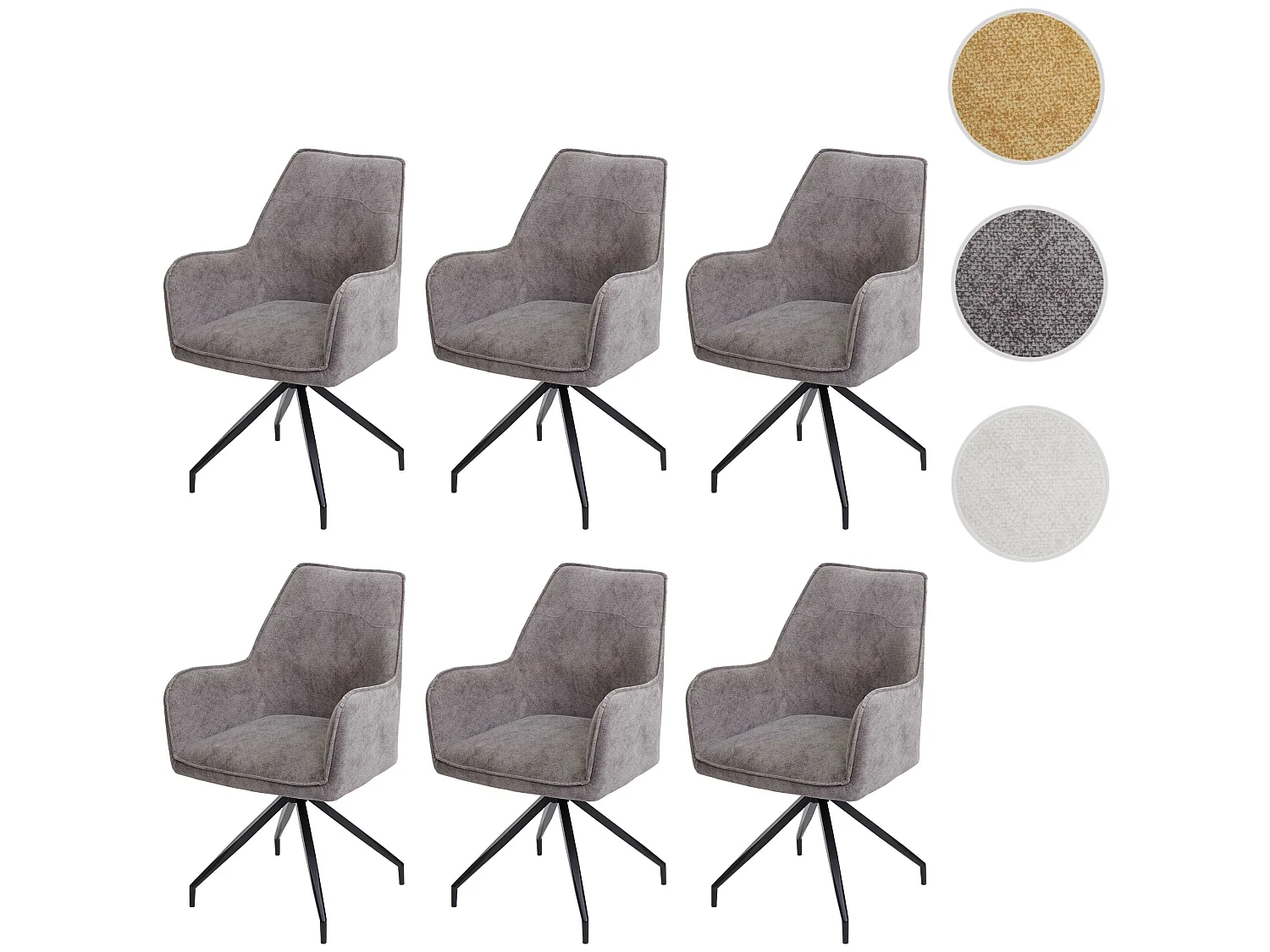 Silla de comedor MCW-K15 (juego de 6),  gris oscuro