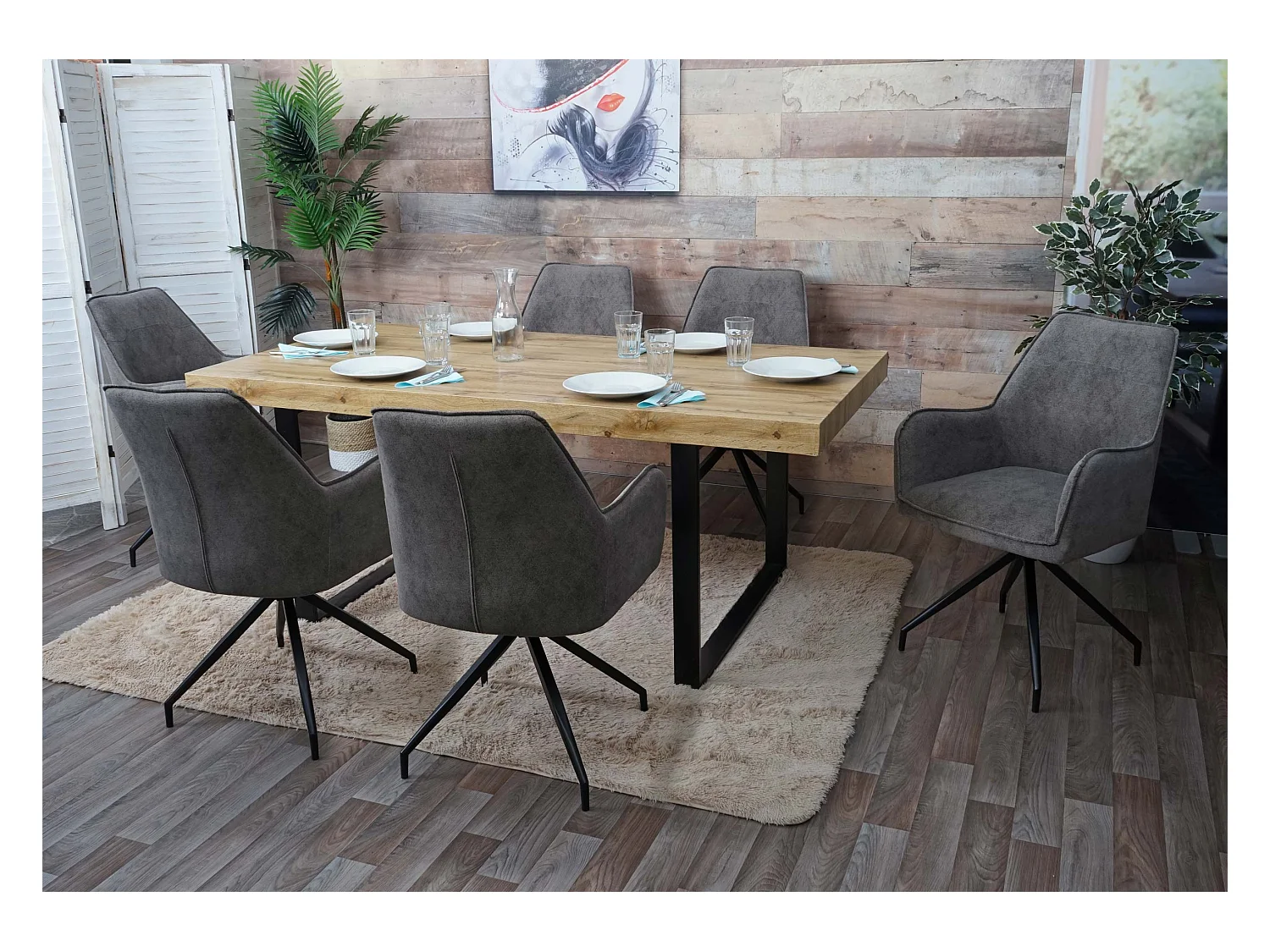 Chaise de salle à manger MCW-K15 (lot de 6),  gris foncé