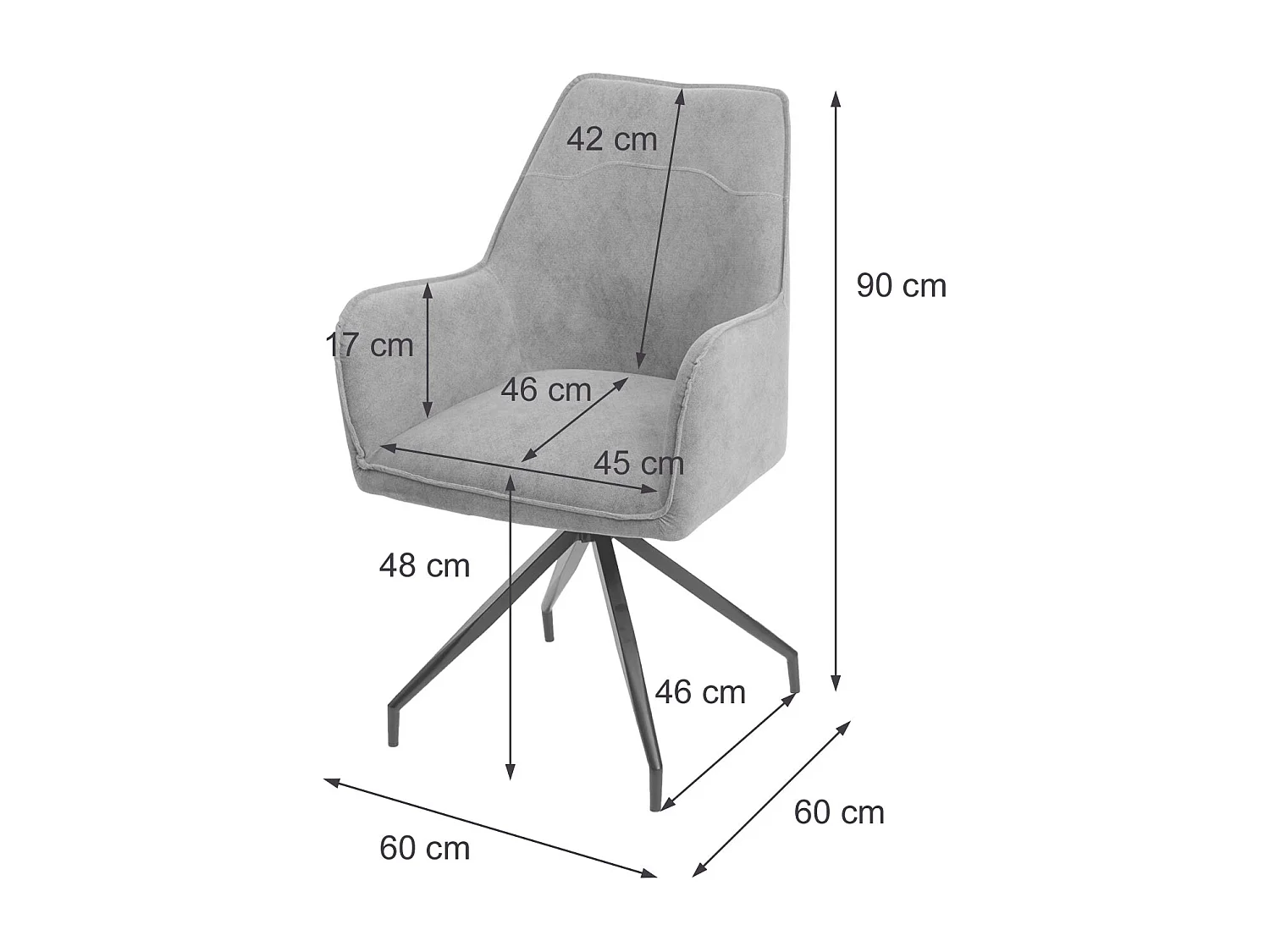 Krzesło do jadalni MCW-K15 (zestaw 6 sztuk),  ciemnoszary