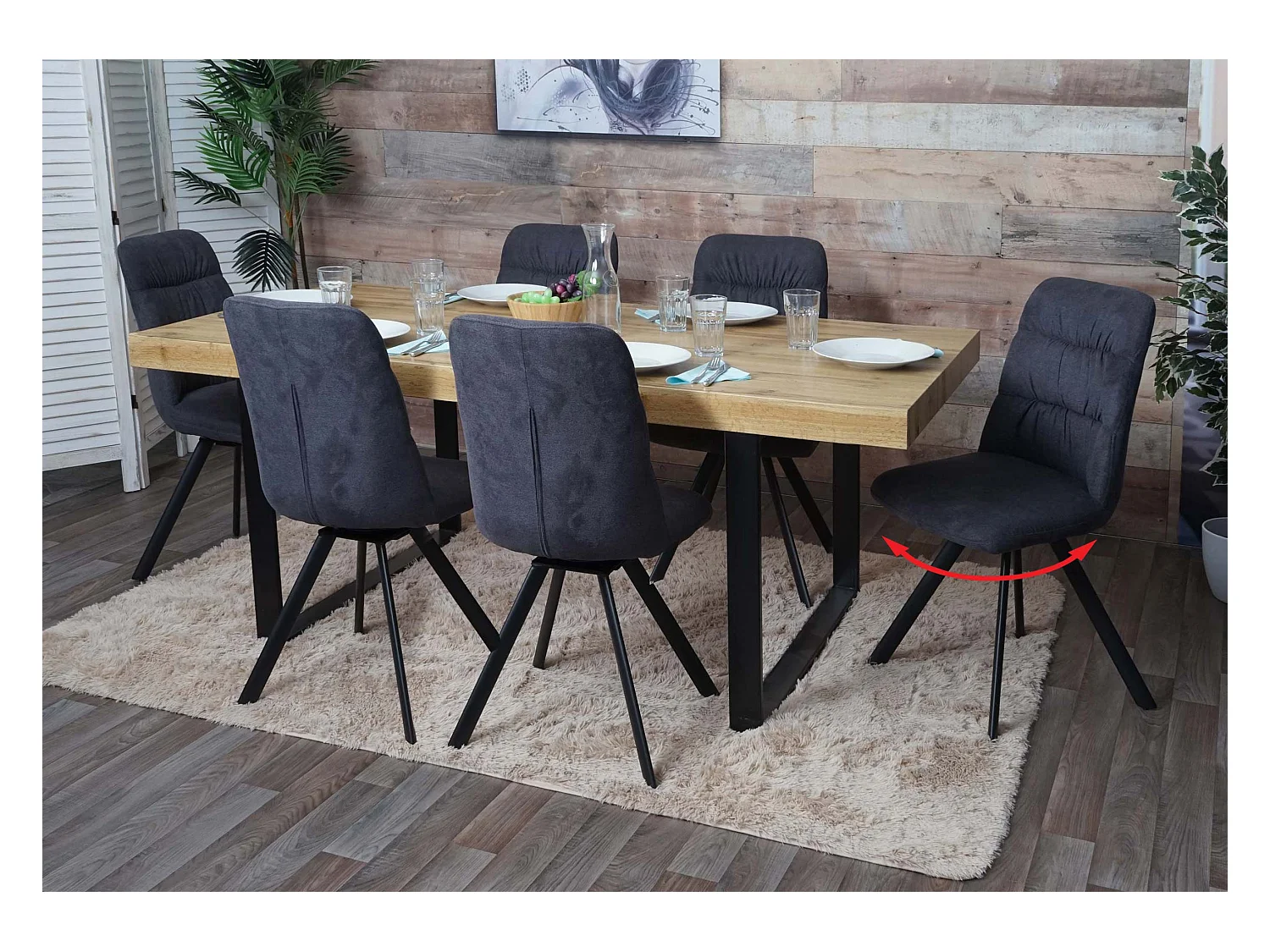 Chaise de salle à manger MCW-J69 (lot de 6),  anthracite